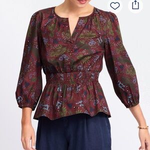 Neema Pepblum Blouse Chic Floral Peplum Blouse - Maroon
